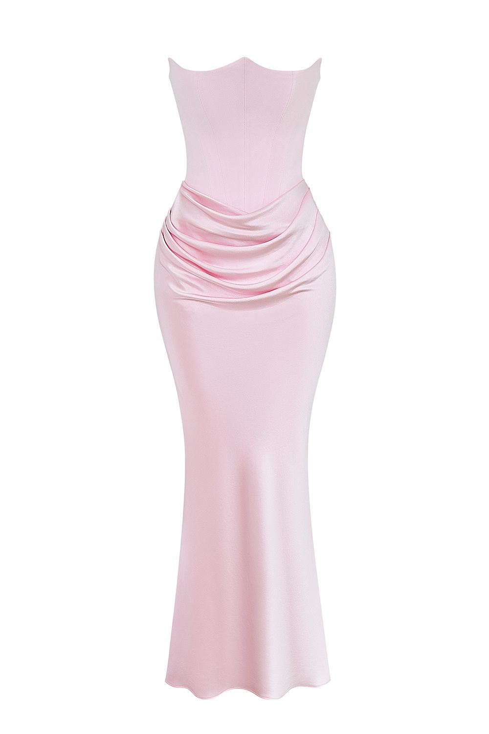 Jade Saten Straplez Maxi Elbise